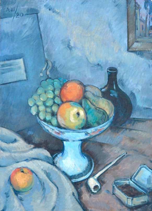 Alexander Shevchenko — Still Life with Fruit and a Smoking Pipe, 1920, 1920