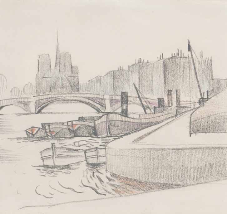 Mstislav Dobuzhinsky — Parisian Embankment, 1928, 1928