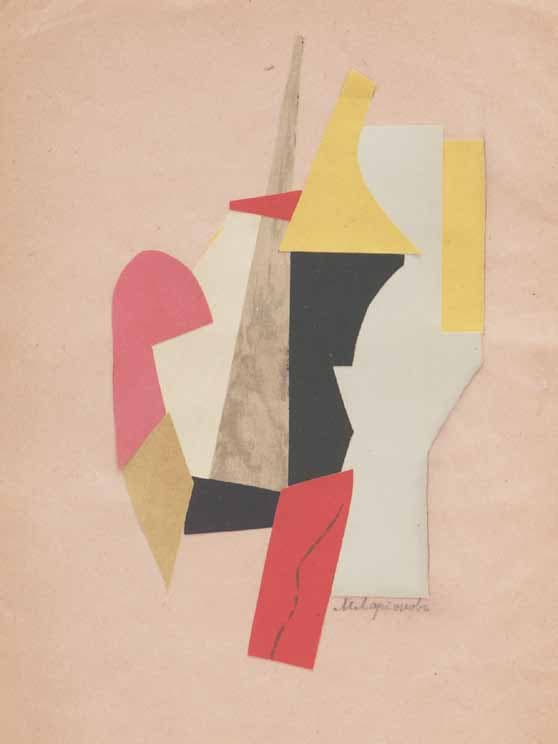 Mikhail LARIONOV — Untitled (Collage) (33 × 23.5 cm), 1916